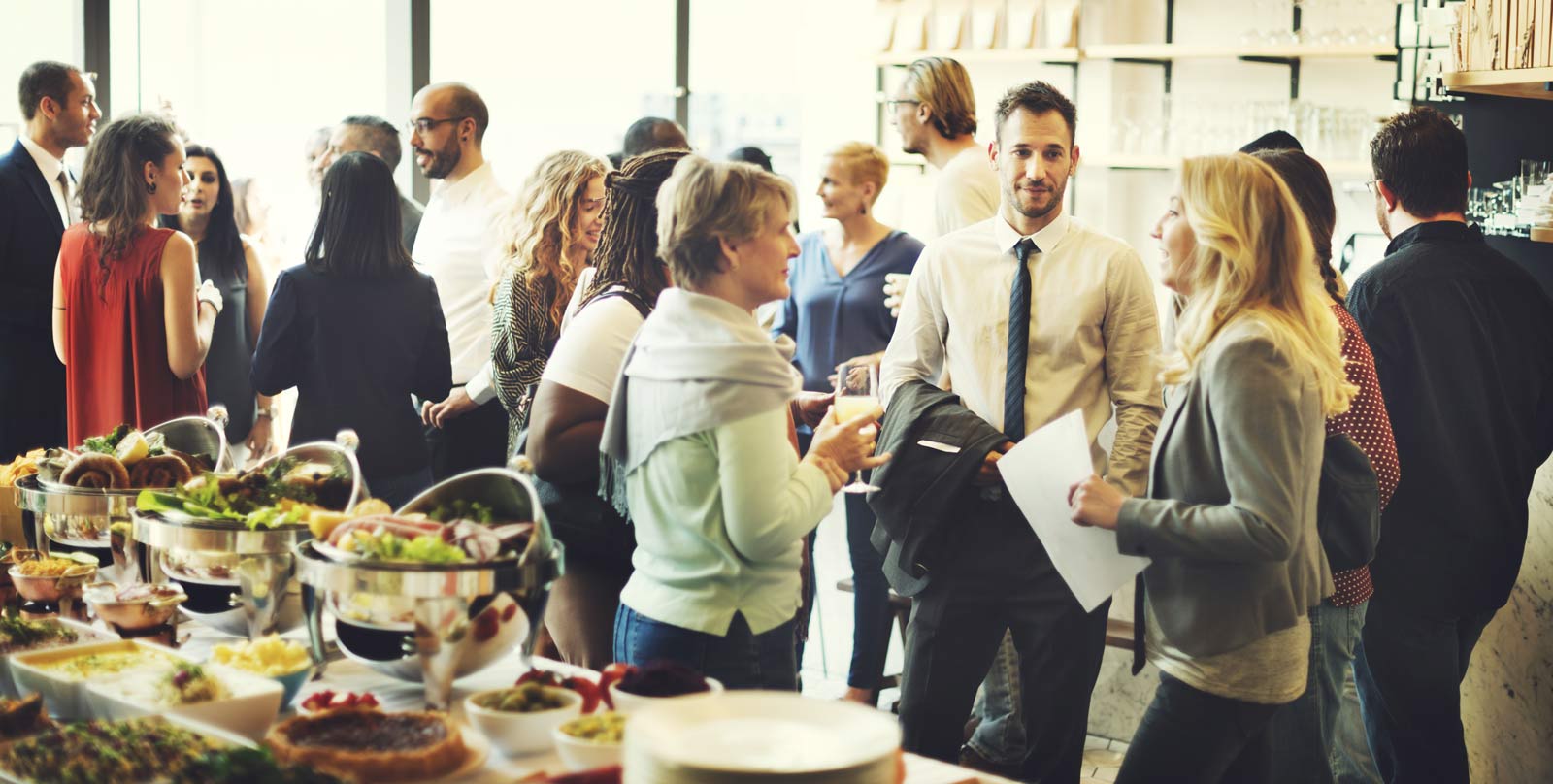 People socializing at an event